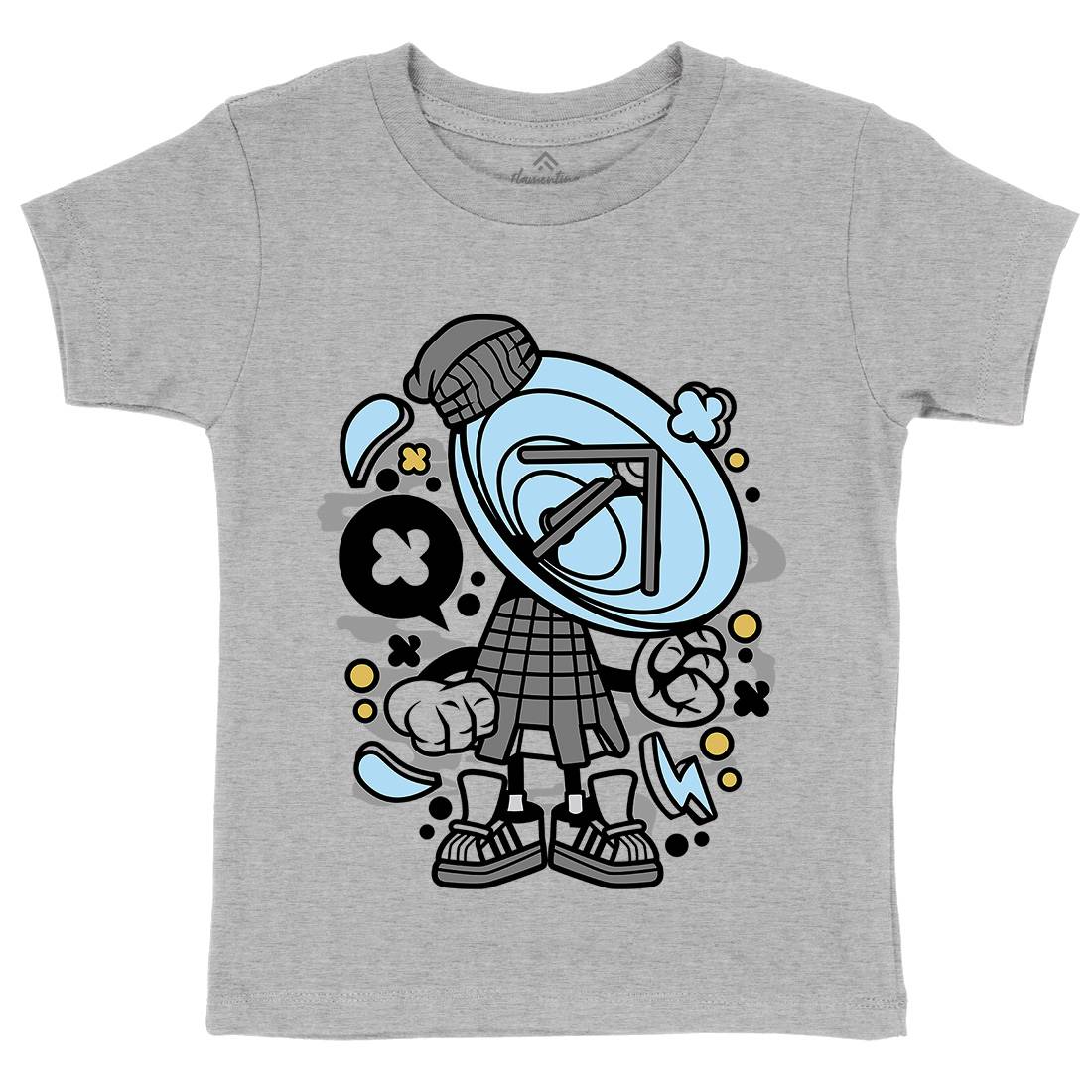 Parabolic Antenna Kids Organic Crew Neck T-Shirt Retro C185