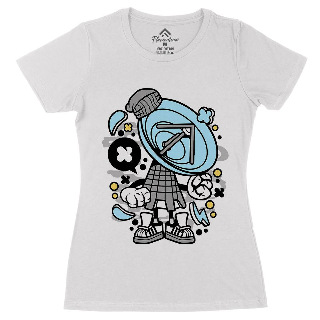 Parabolic Antenna Womens Organic Crew Neck T-Shirt Retro C185