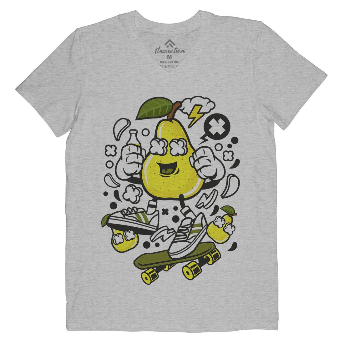 Pear Mens Organic V-Neck T-Shirt Food C186