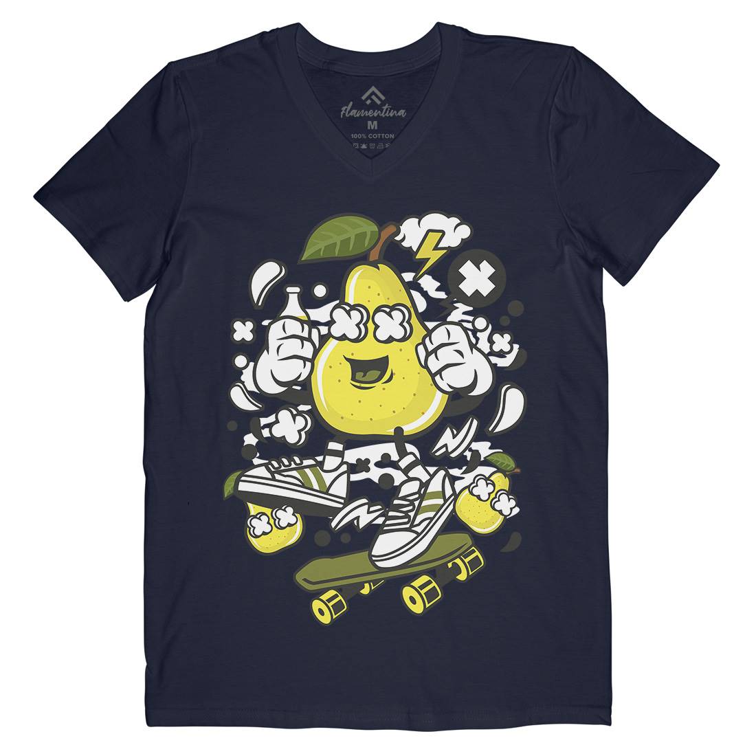 Pear Mens V-Neck T-Shirt Food C186
