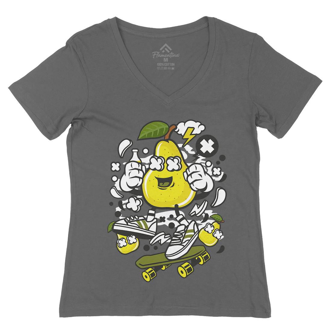 Pear Womens Organic V-Neck T-Shirt Food C186