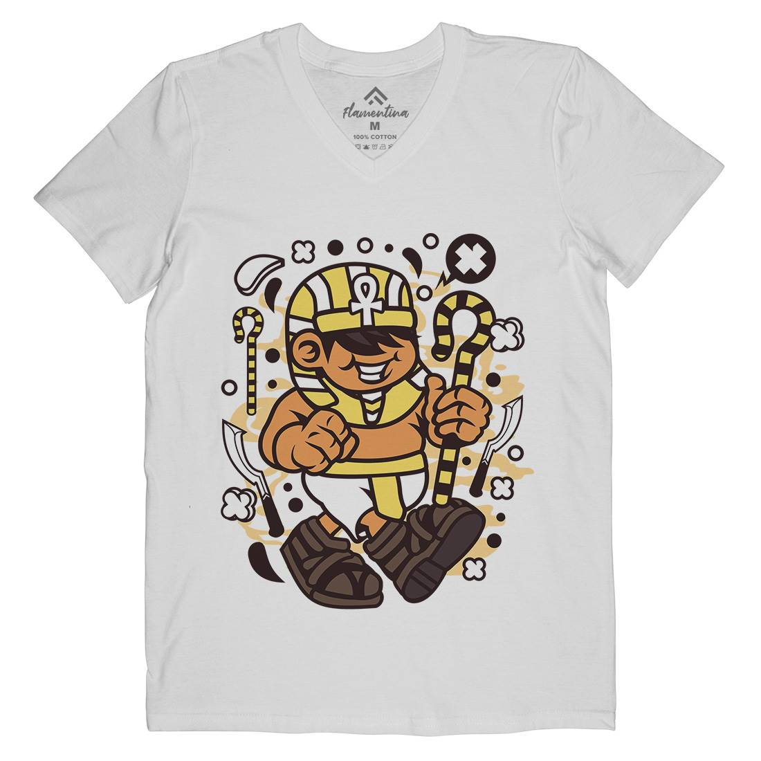 Pharaoh Kid Mens Organic V-Neck T-Shirt Religion C187