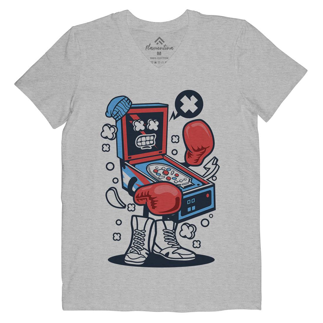 Pinball Boxer Mens Organic V-Neck T-Shirt Sport C190