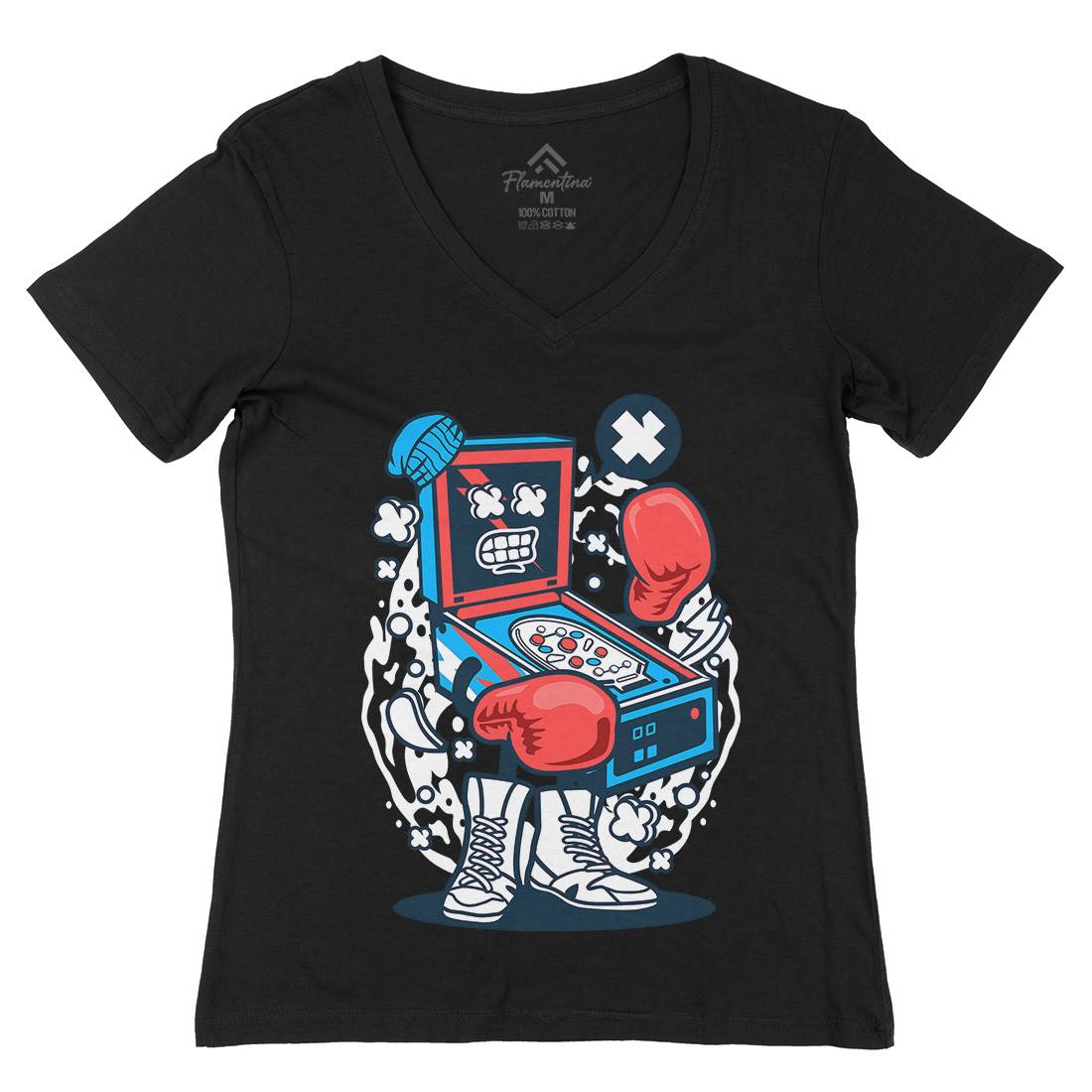 Pinball Boxer Womens Organic V-Neck T-Shirt Sport C190