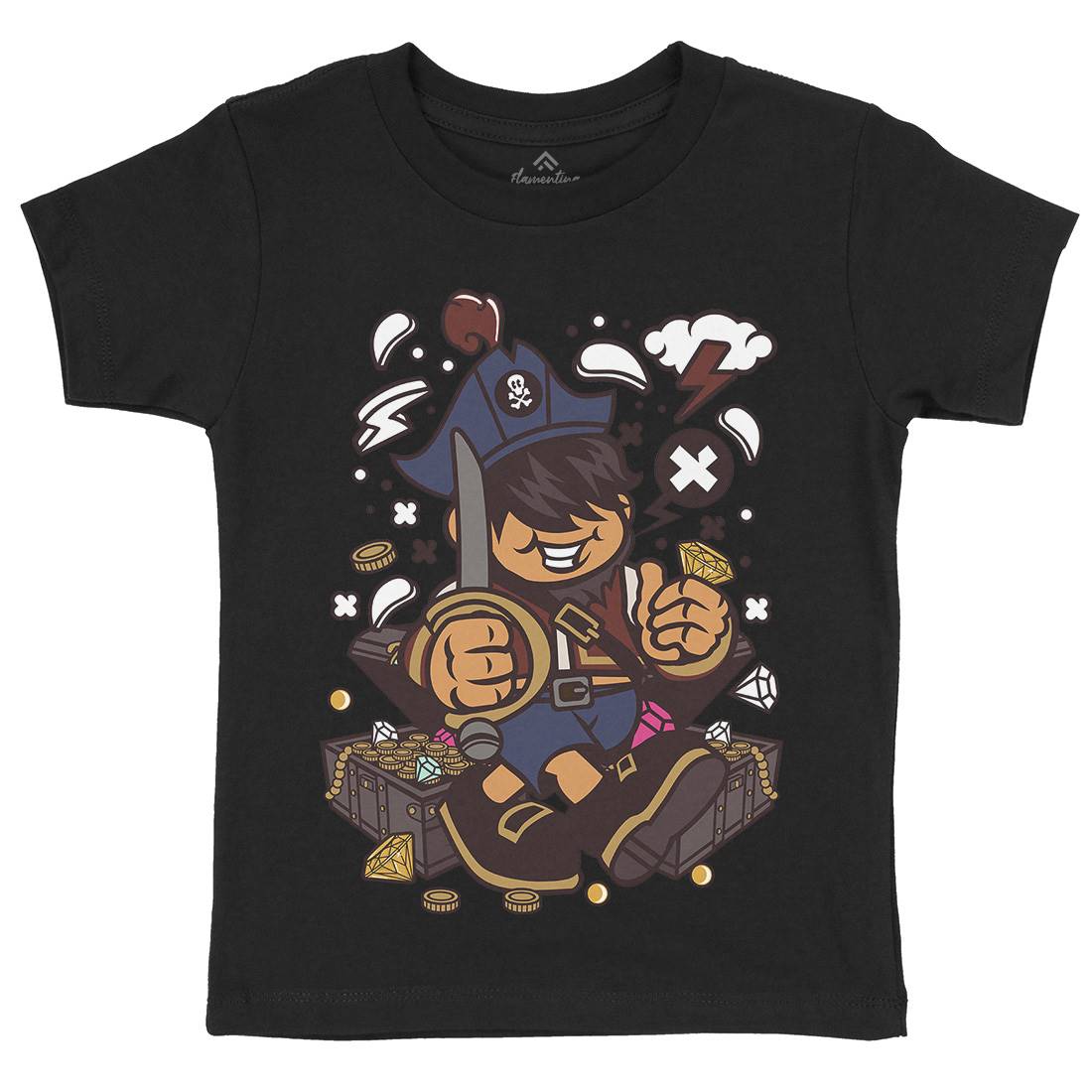 Pirate Kid Kids Organic Crew Neck T-Shirt Navy C191