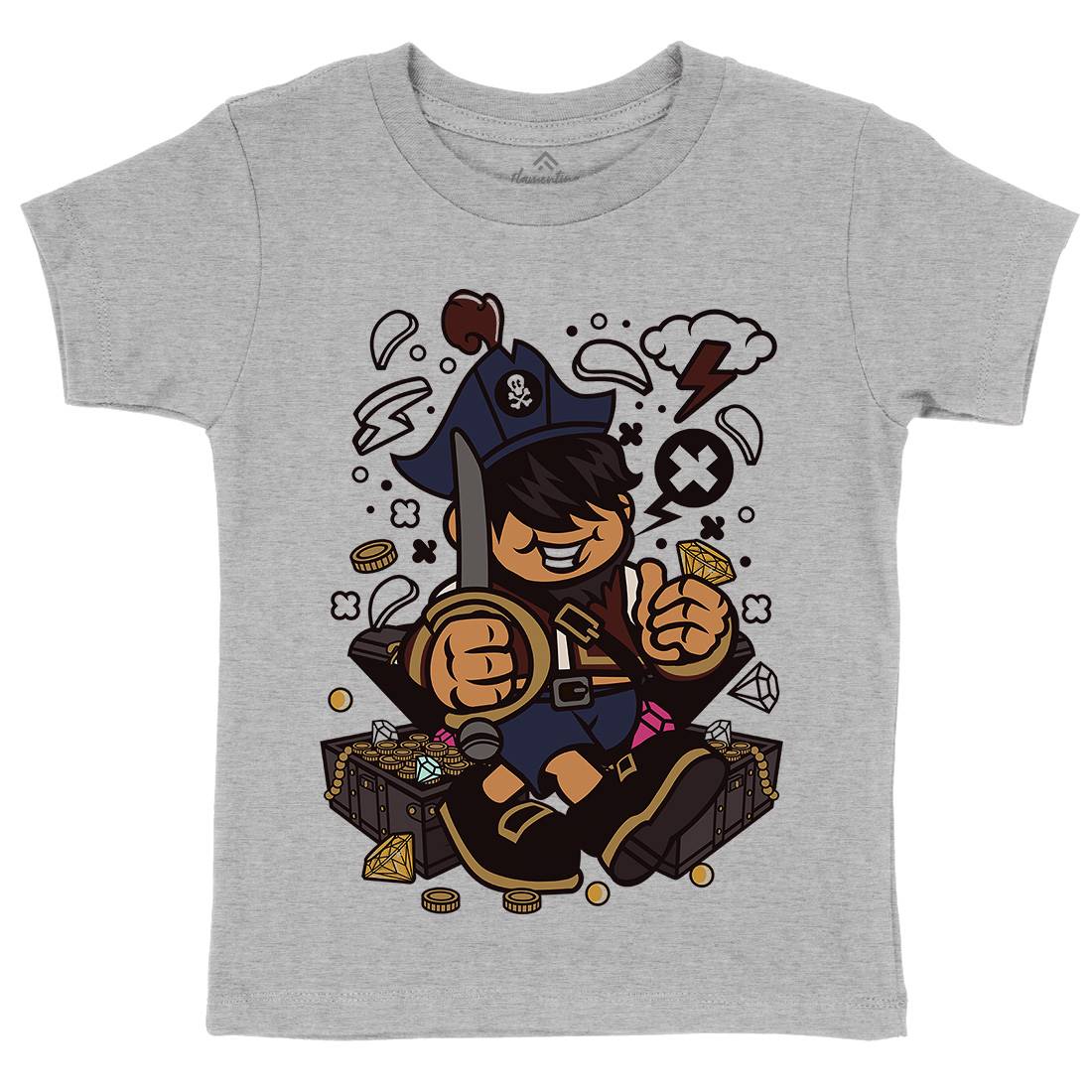 Pirate Kid Kids Organic Crew Neck T-Shirt Navy C191