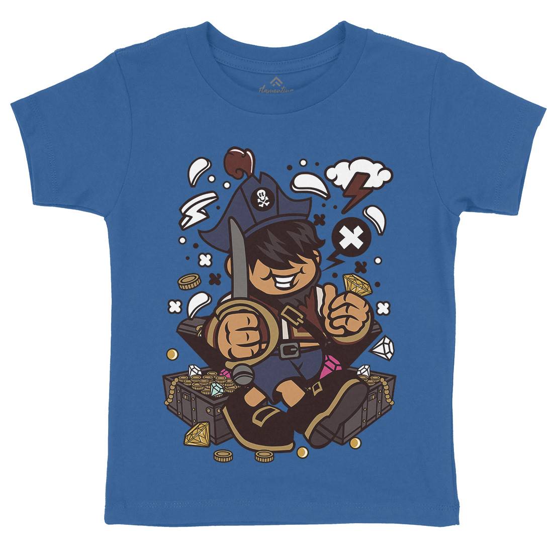 Pirate Kid Kids Crew Neck T-Shirt Navy C191
