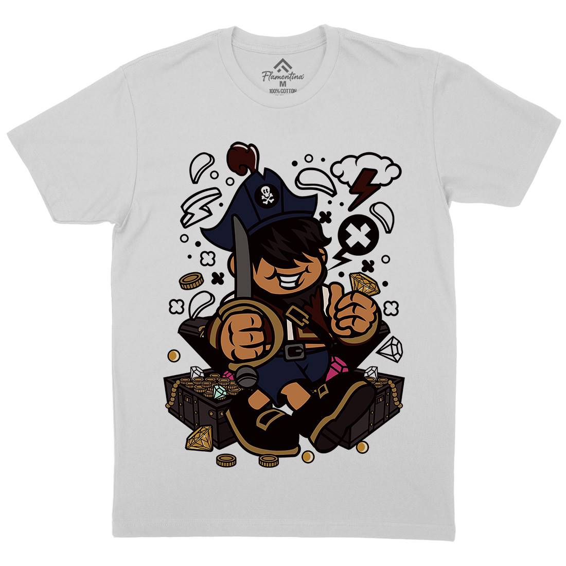 Pirate Kid Mens Crew Neck T-Shirt Navy C191