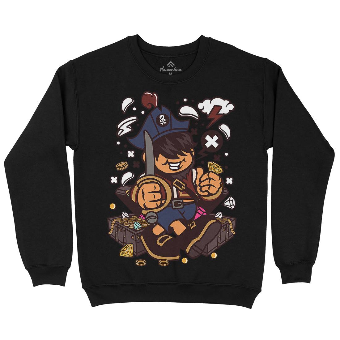 Pirate Kid Kids Crew Neck Sweatshirt Navy C191