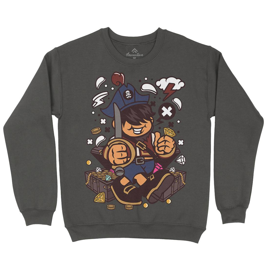 Pirate Kid Kids Crew Neck Sweatshirt Navy C191