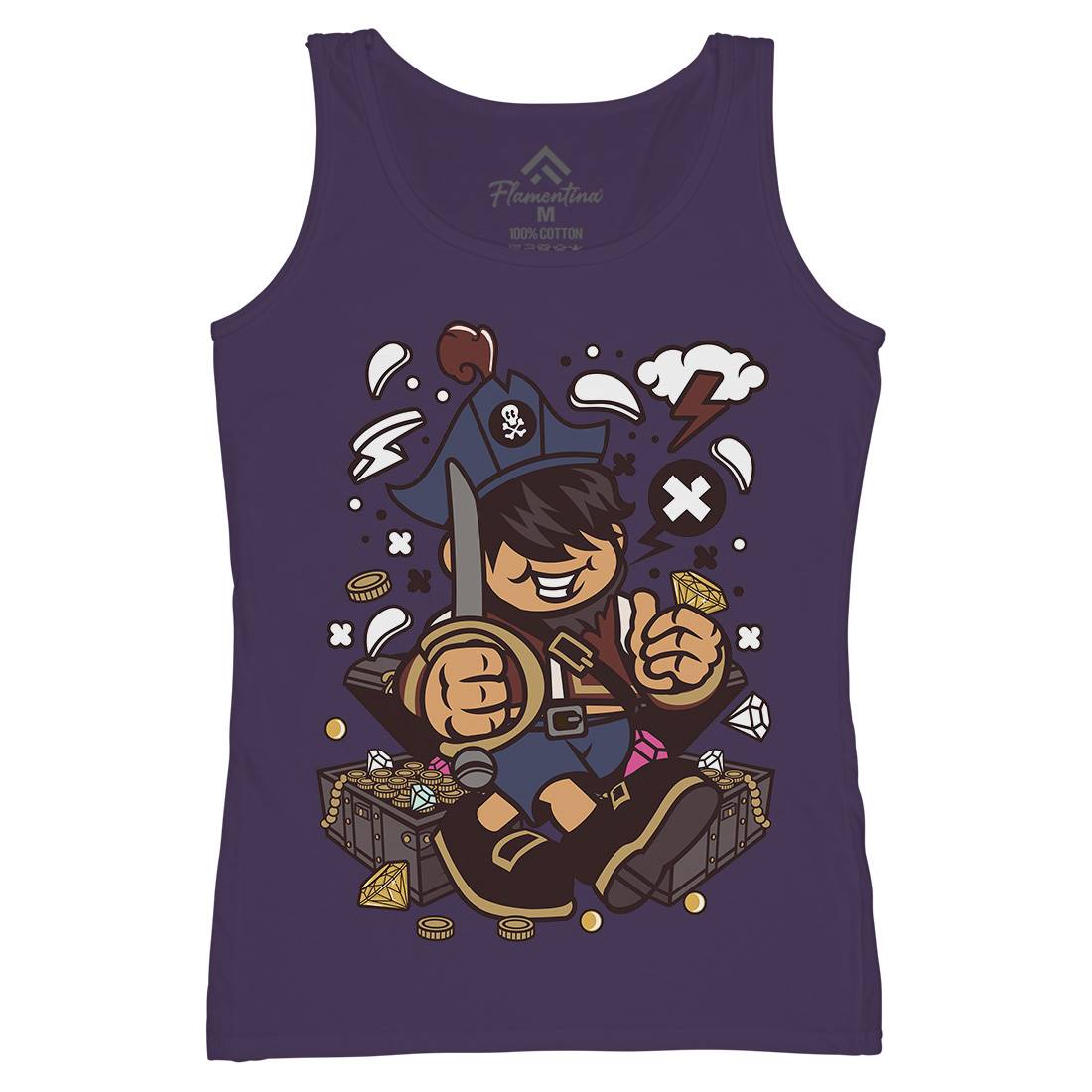 Pirate Kid Womens Organic Tank Top Vest Navy C191