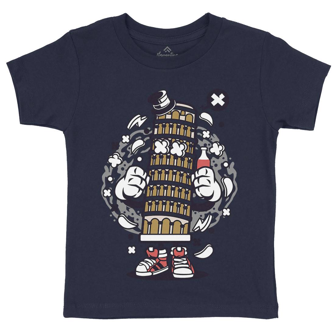 Pisa Tower Kids Crew Neck T-Shirt Retro C192