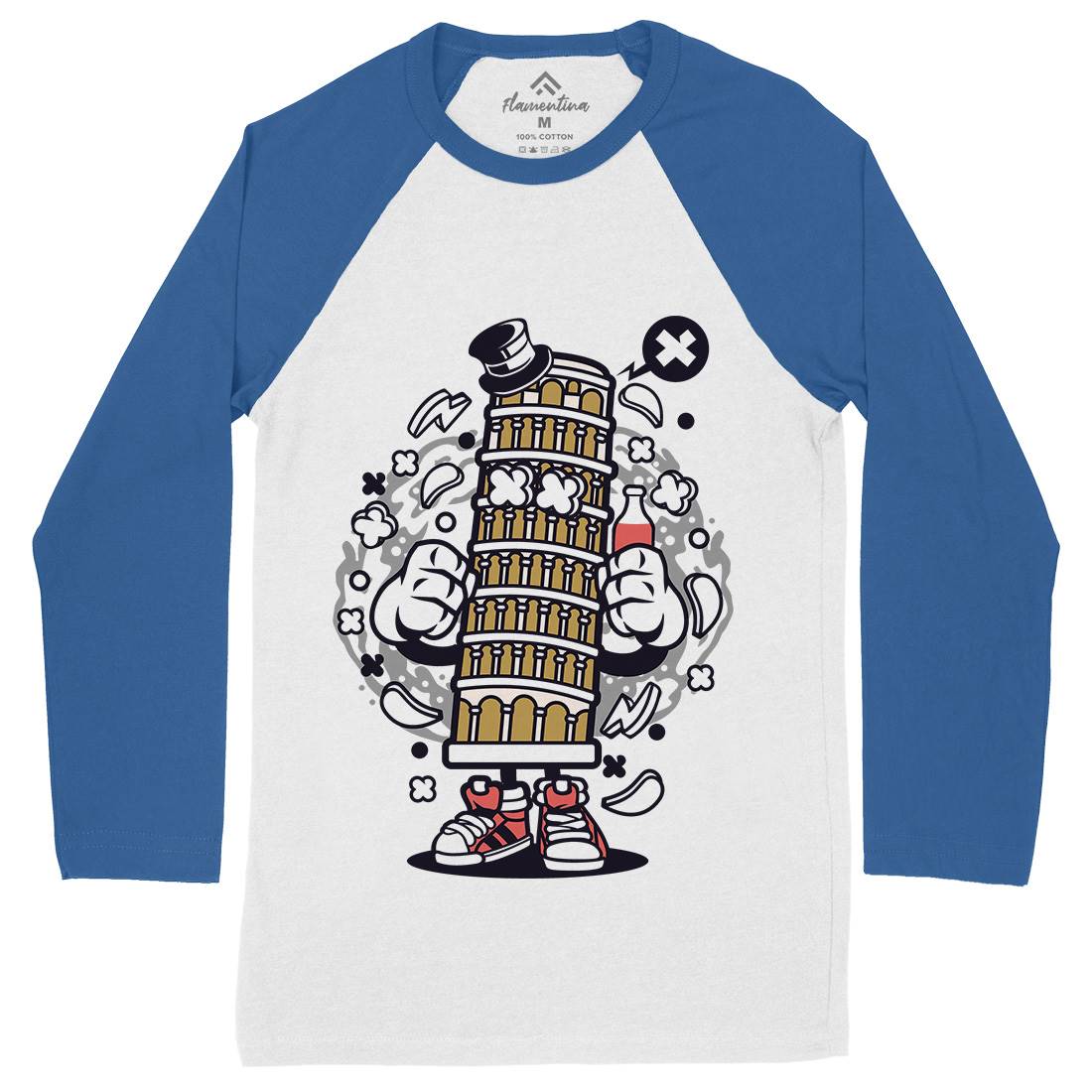 Pisa Tower Mens Long Sleeve Baseball T-Shirt Retro C192