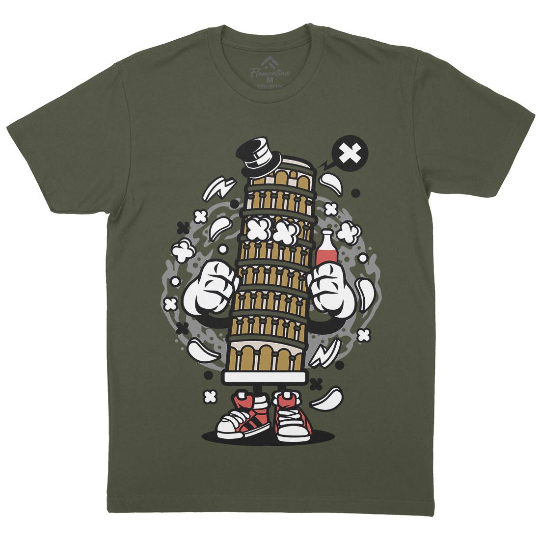 Pisa Tower Mens Crew Neck T-Shirt Retro C192