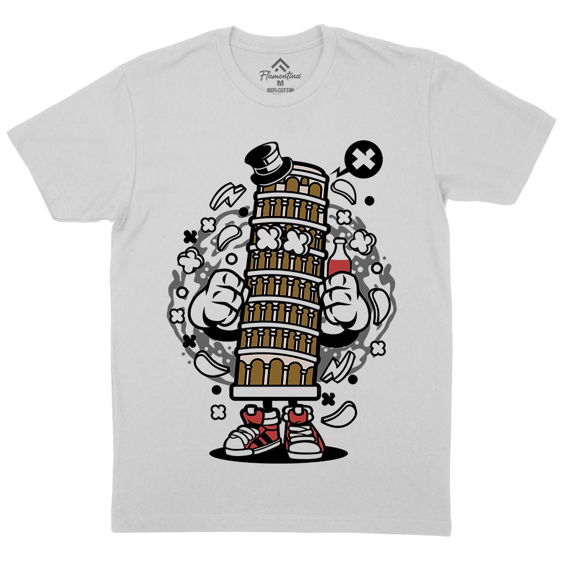 Pisa Tower Mens Crew Neck T-Shirt Retro C192
