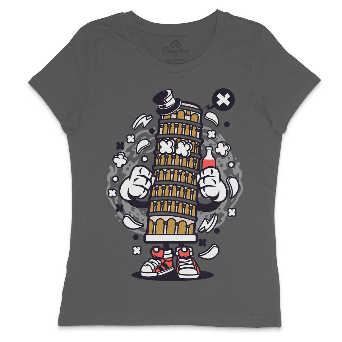 Pisa Tower Womens Crew Neck T-Shirt Retro C192