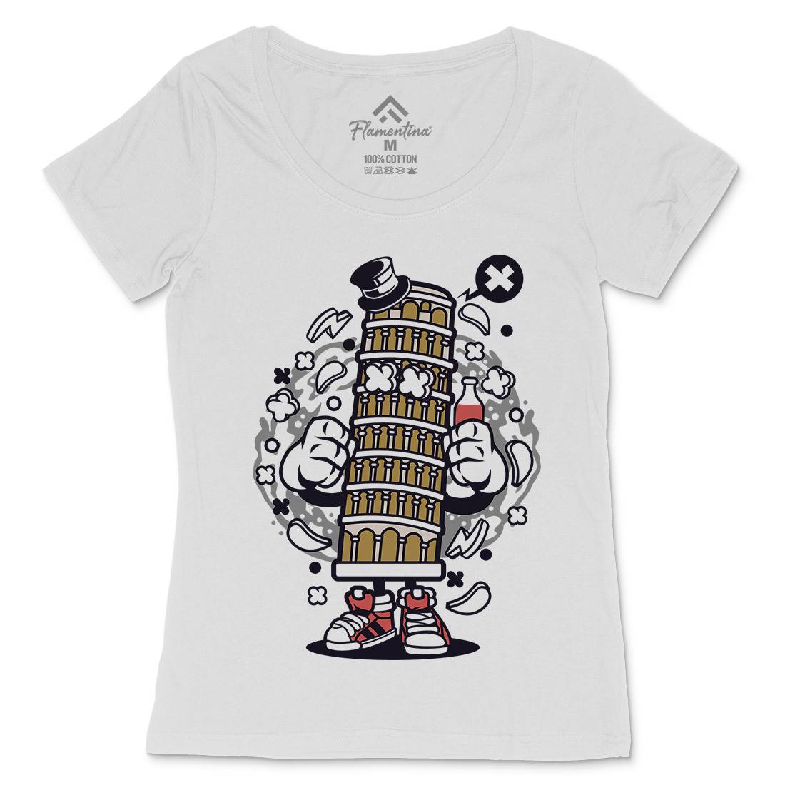 Pisa Tower Womens Scoop Neck T-Shirt Retro C192
