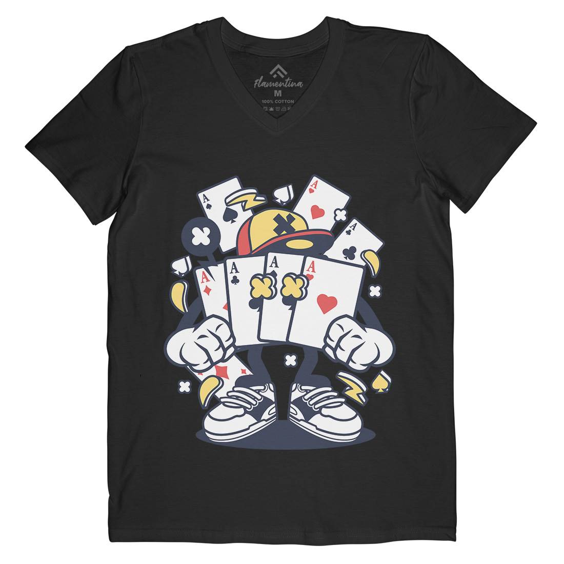 Playing Card Mens Organic V-Neck T-Shirt Sport C193