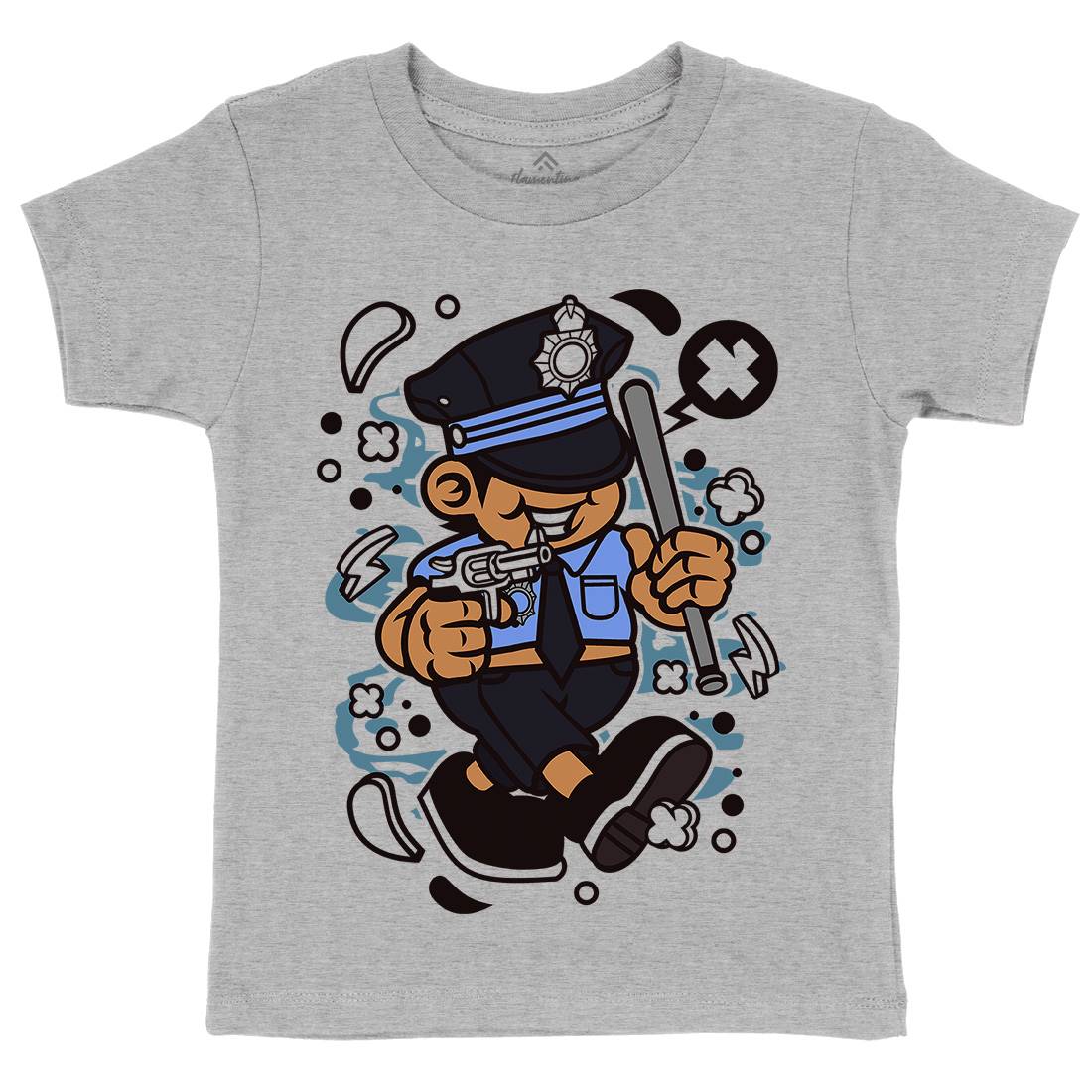 Police Kid Kids Organic Crew Neck T-Shirt Retro C196