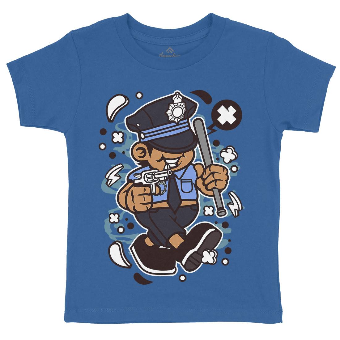Police Kid Kids Crew Neck T-Shirt Retro C196