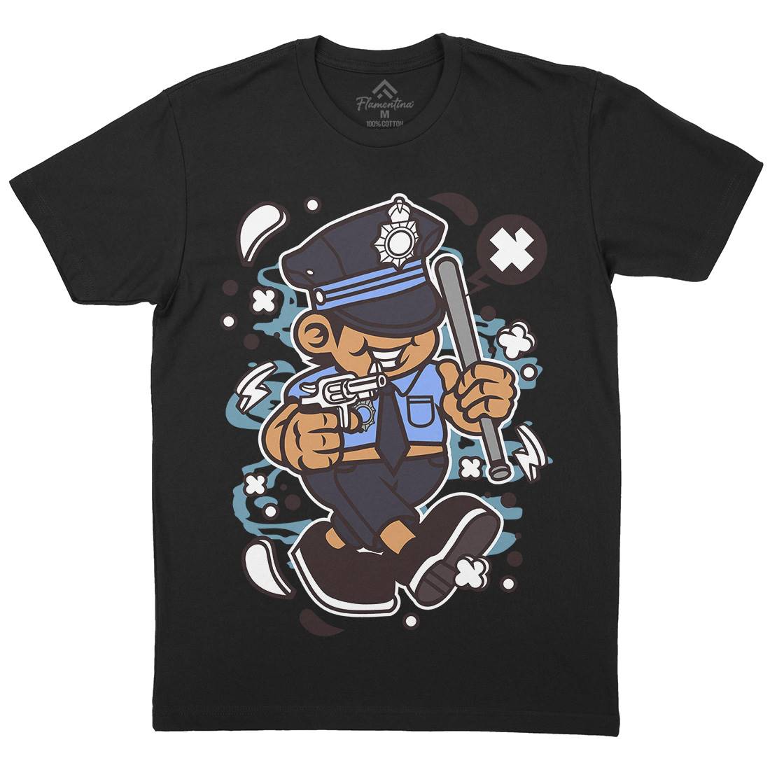 Police Kid Mens Crew Neck T-Shirt Retro C196