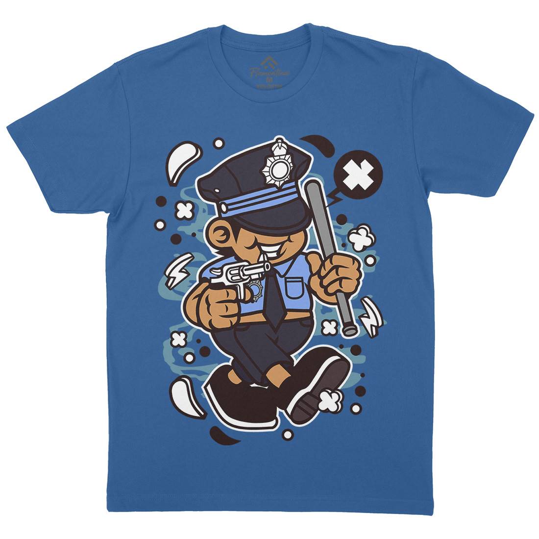 Police Kid Mens Crew Neck T-Shirt Retro C196