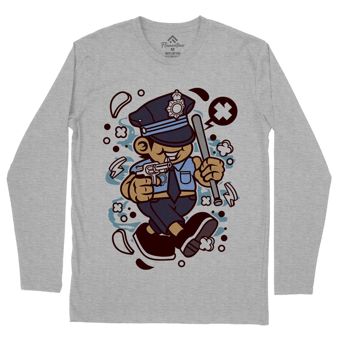 Police Kid Mens Long Sleeve T-Shirt Retro C196