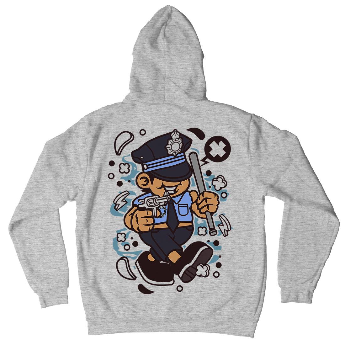 Police Kid Mens Hoodie With Pocket Retro C196