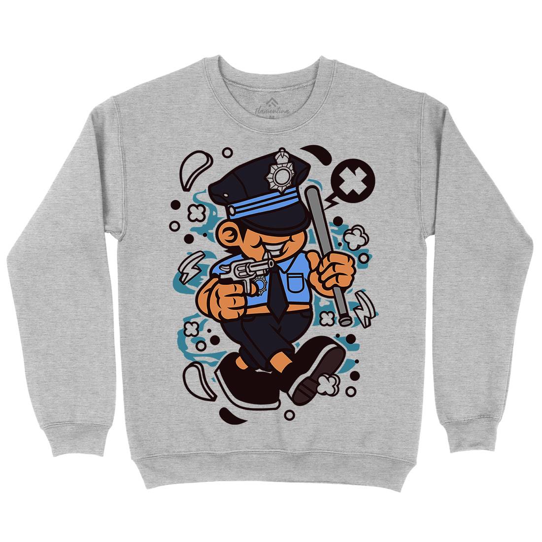 Police Kid Kids Crew Neck Sweatshirt Retro C196
