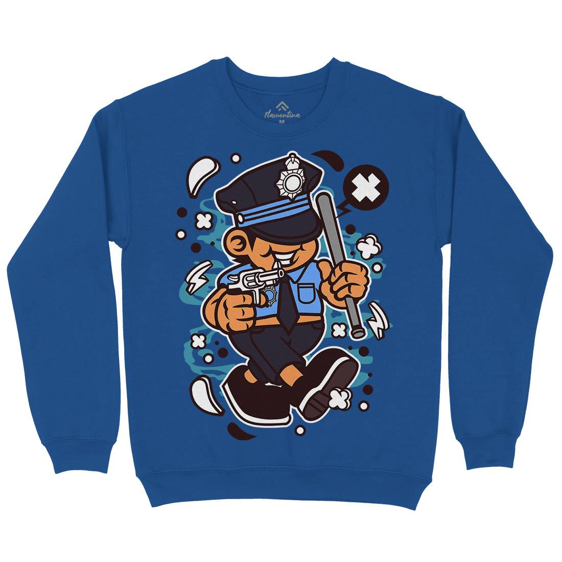 Police Kid Kids Crew Neck Sweatshirt Retro C196