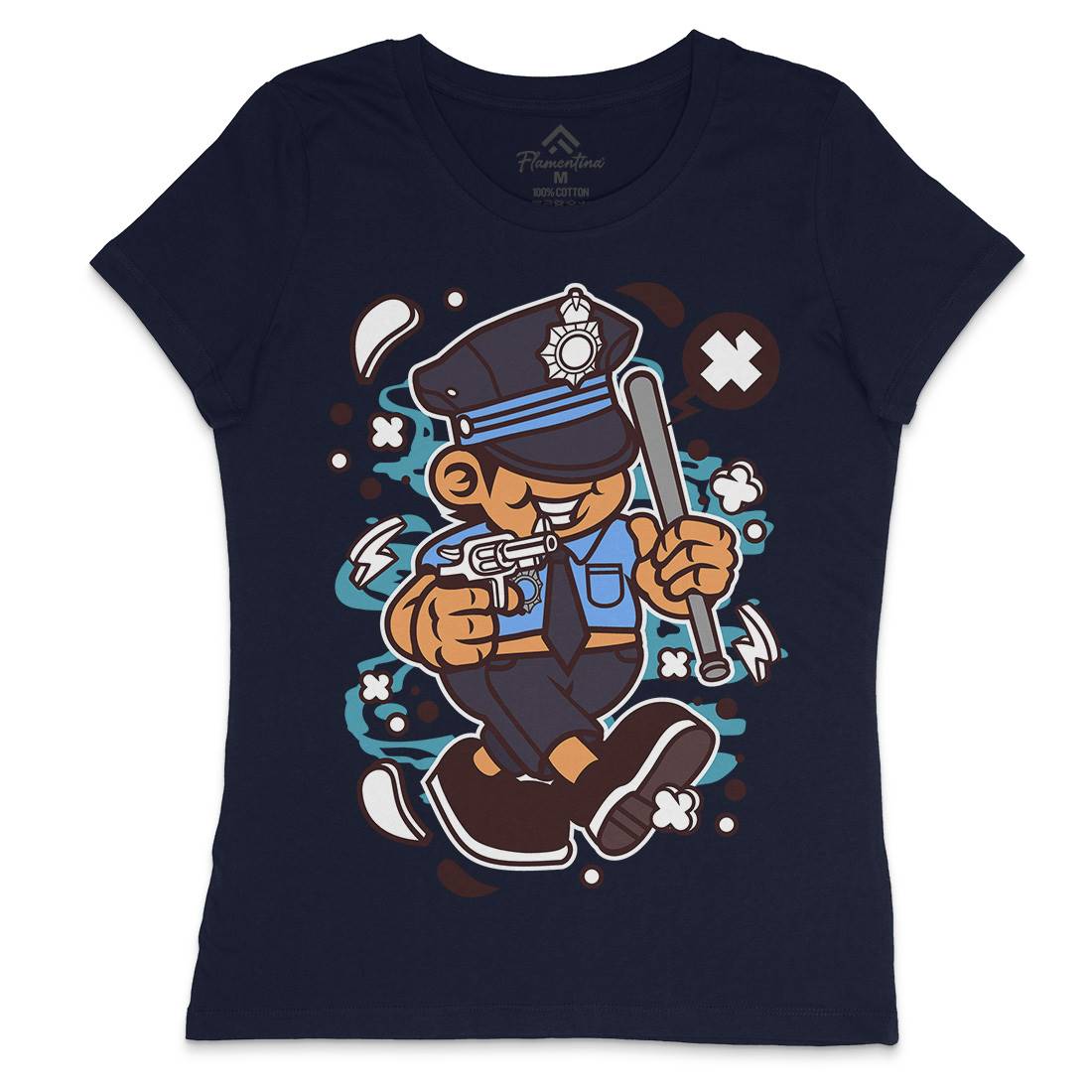 Police Kid Womens Crew Neck T-Shirt Retro C196