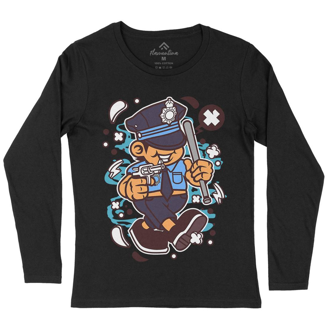 Police Kid Womens Long Sleeve T-Shirt Retro C196