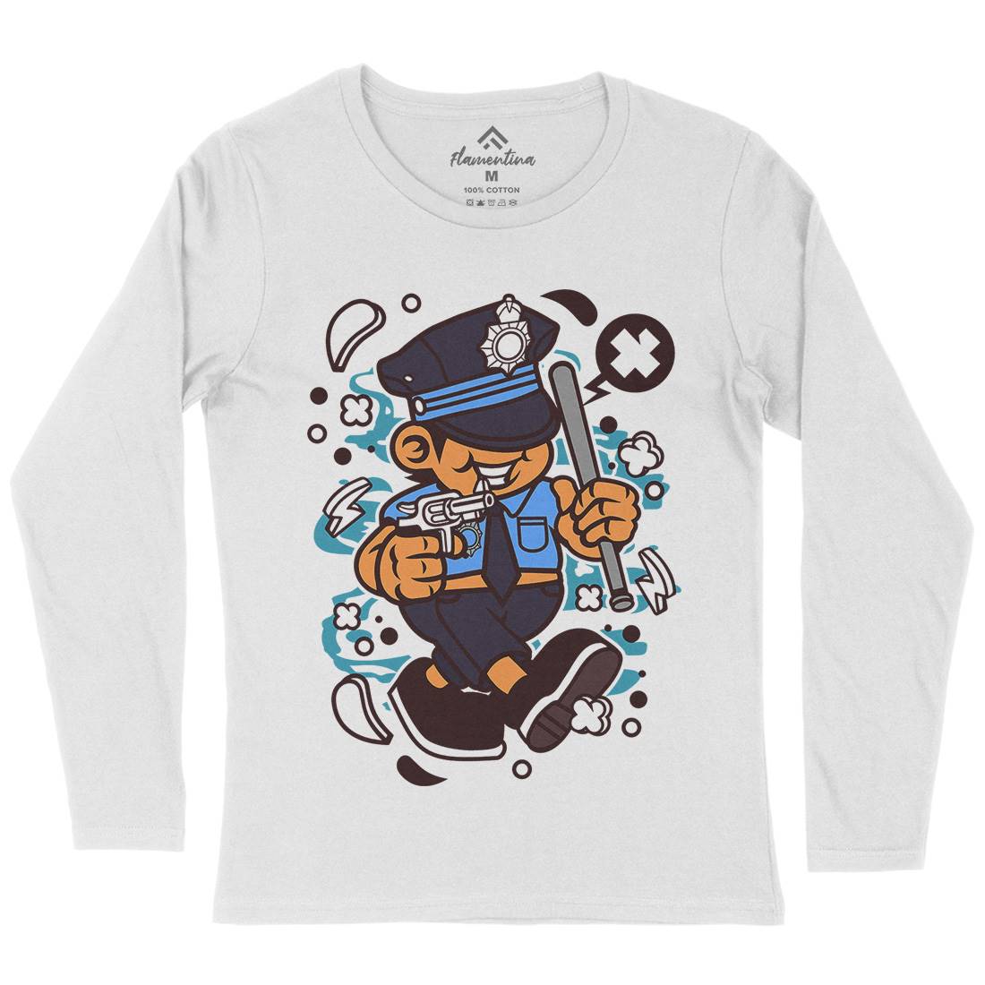 Police Kid Womens Long Sleeve T-Shirt Retro C196