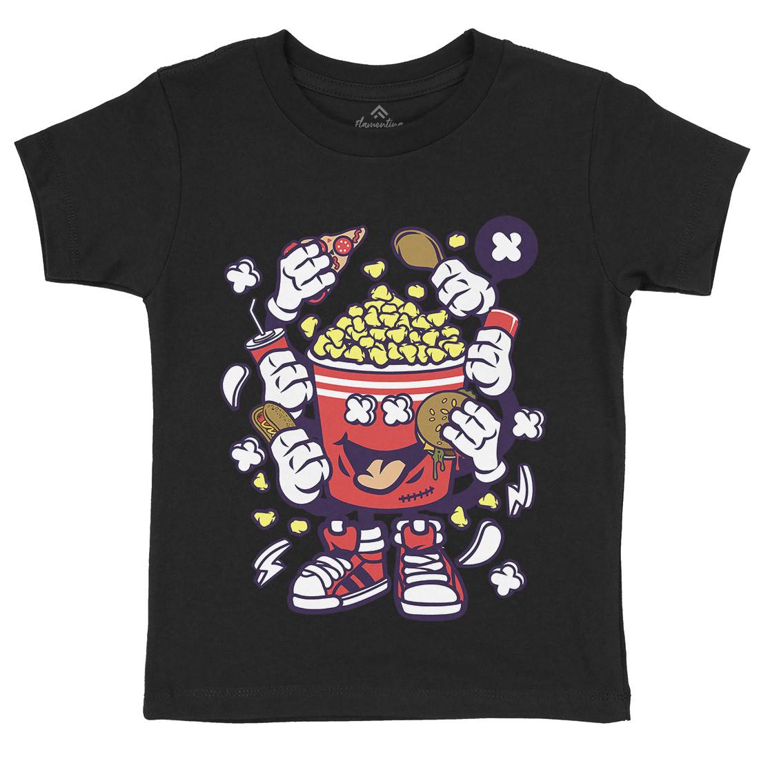 Popcorn Monster Kids Crew Neck T-Shirt Food C197