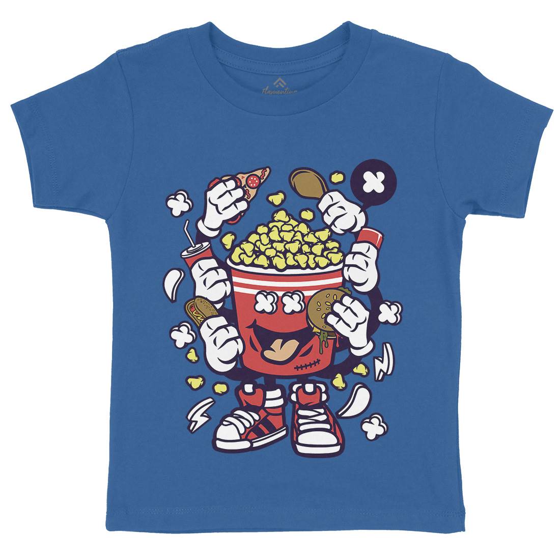 Popcorn Monster Kids Organic Crew Neck T-Shirt Food C197