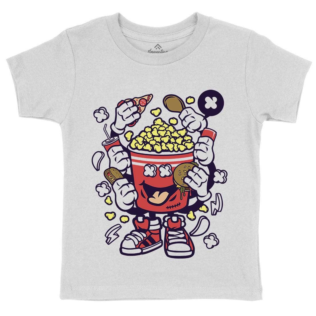 Popcorn Monster Kids Organic Crew Neck T-Shirt Food C197