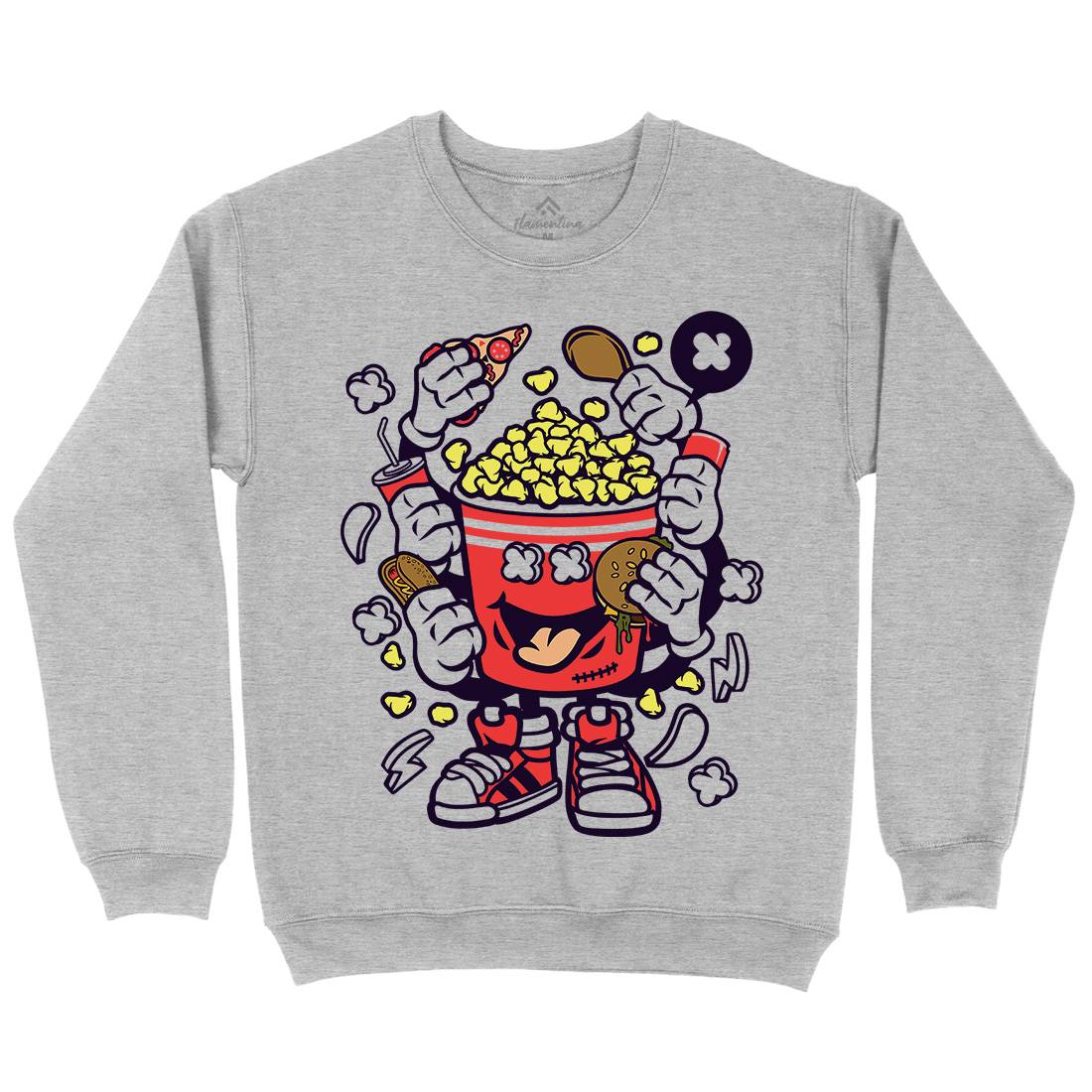 Popcorn Monster Mens Crew Neck Sweatshirt Food C197