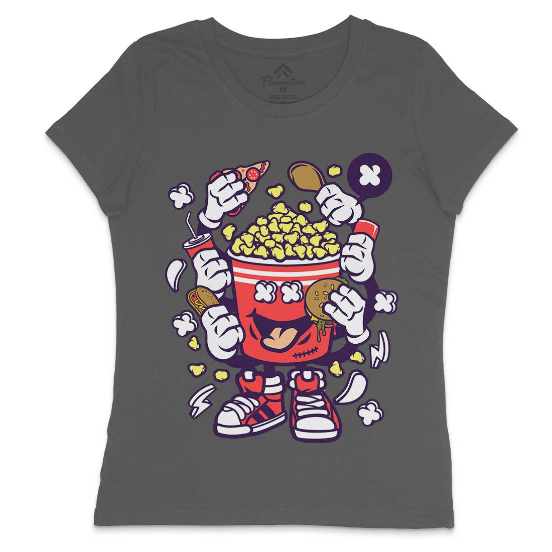 Popcorn Monster Womens Crew Neck T-Shirt Food C197