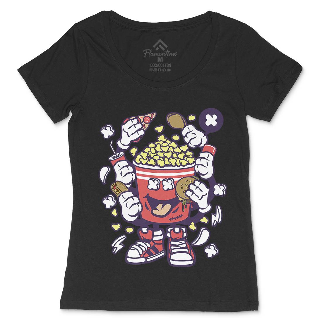 Popcorn Monster Womens Scoop Neck T-Shirt Food C197
