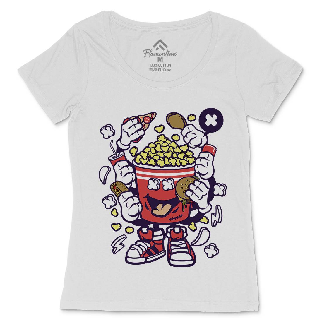 Popcorn Monster Womens Scoop Neck T-Shirt Food C197