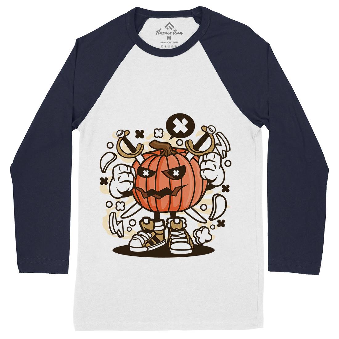 Pumpkins Mens Long Sleeve Baseball T-Shirt Halloween C198