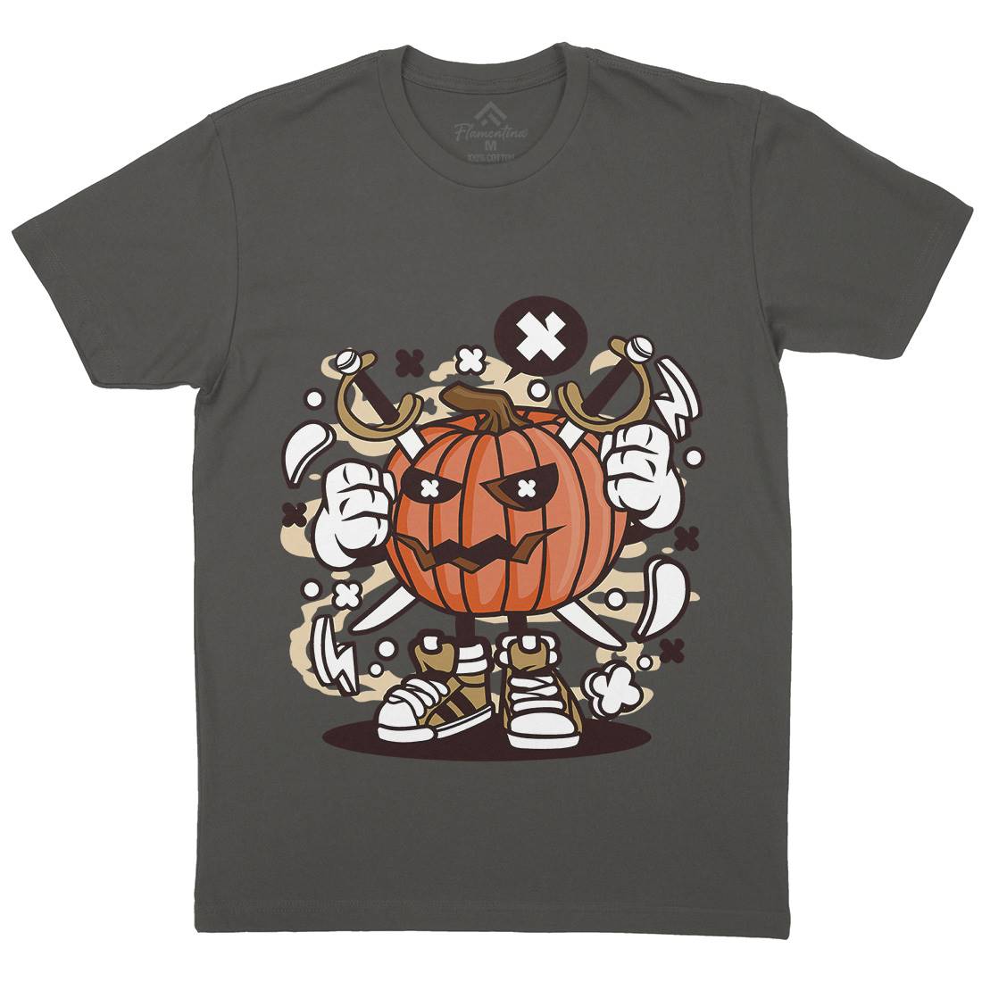 Pumpkins Mens Organic Crew Neck T-Shirt Halloween C198