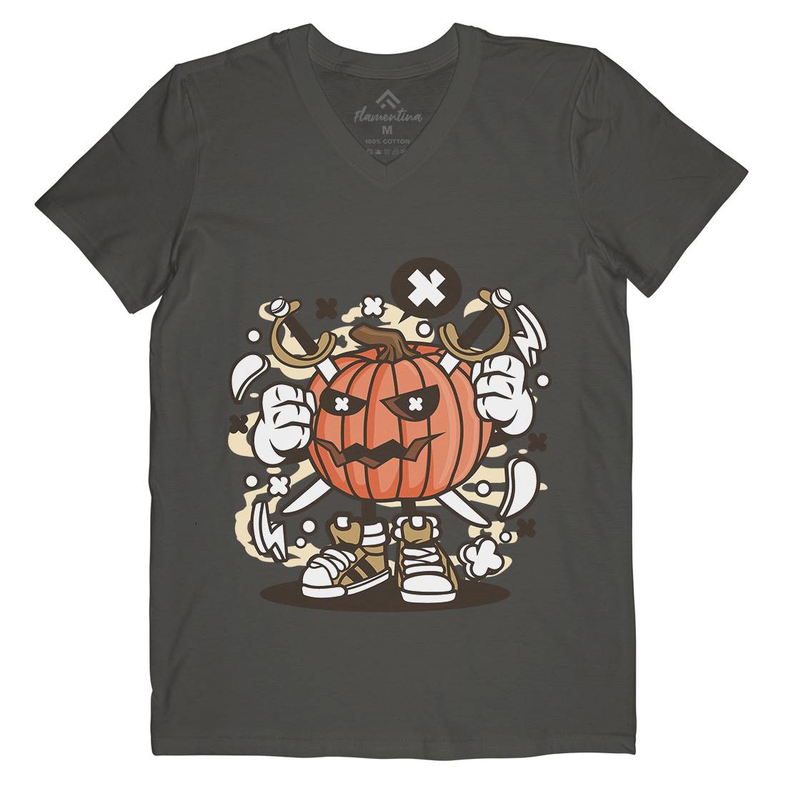Pumpkins Mens V-Neck T-Shirt Halloween C198