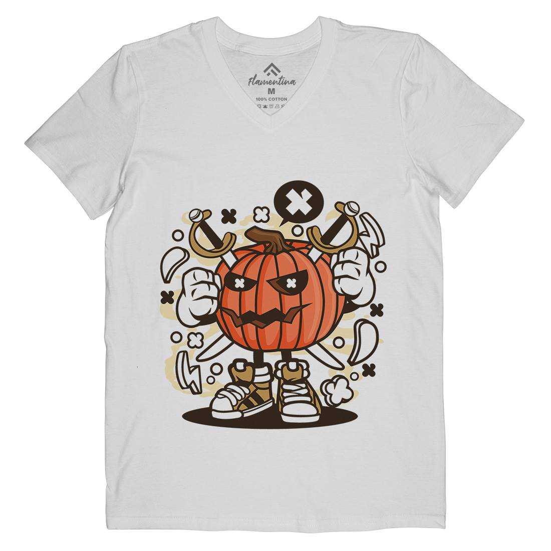 Pumpkins Mens Organic V-Neck T-Shirt Halloween C198