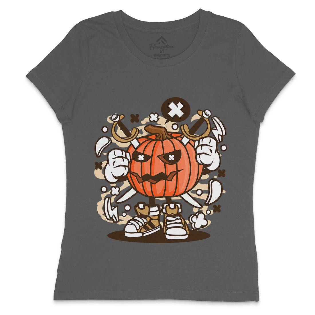 Pumpkins Womens Crew Neck T-Shirt Halloween C198