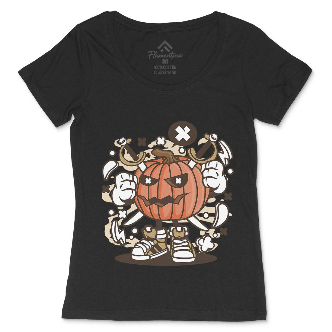 Pumpkins Womens Scoop Neck T-Shirt Halloween C198