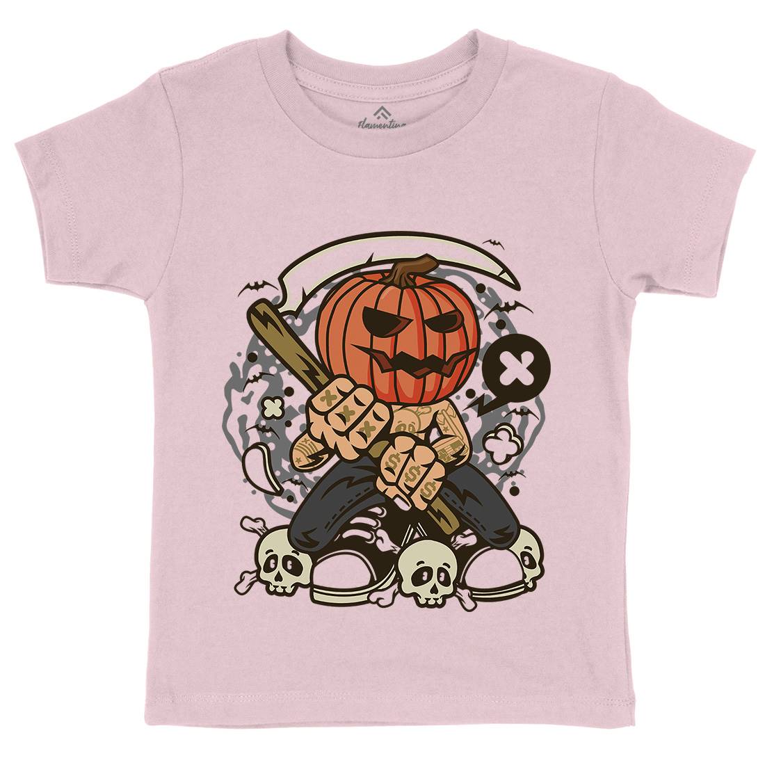 Pumpkins Reaper Kids Organic Crew Neck T-Shirt Halloween C199