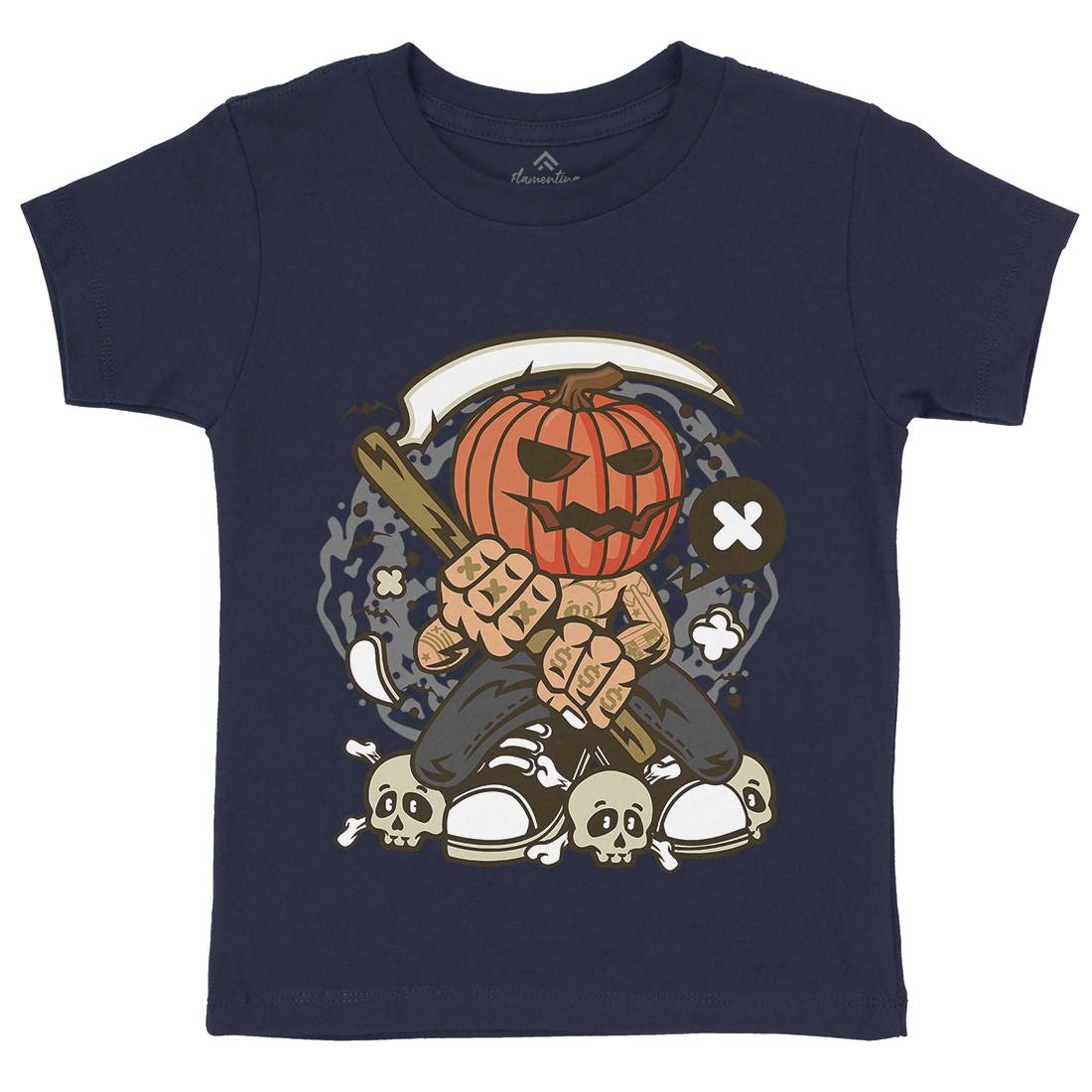 Pumpkins Reaper Kids Organic Crew Neck T-Shirt Halloween C199
