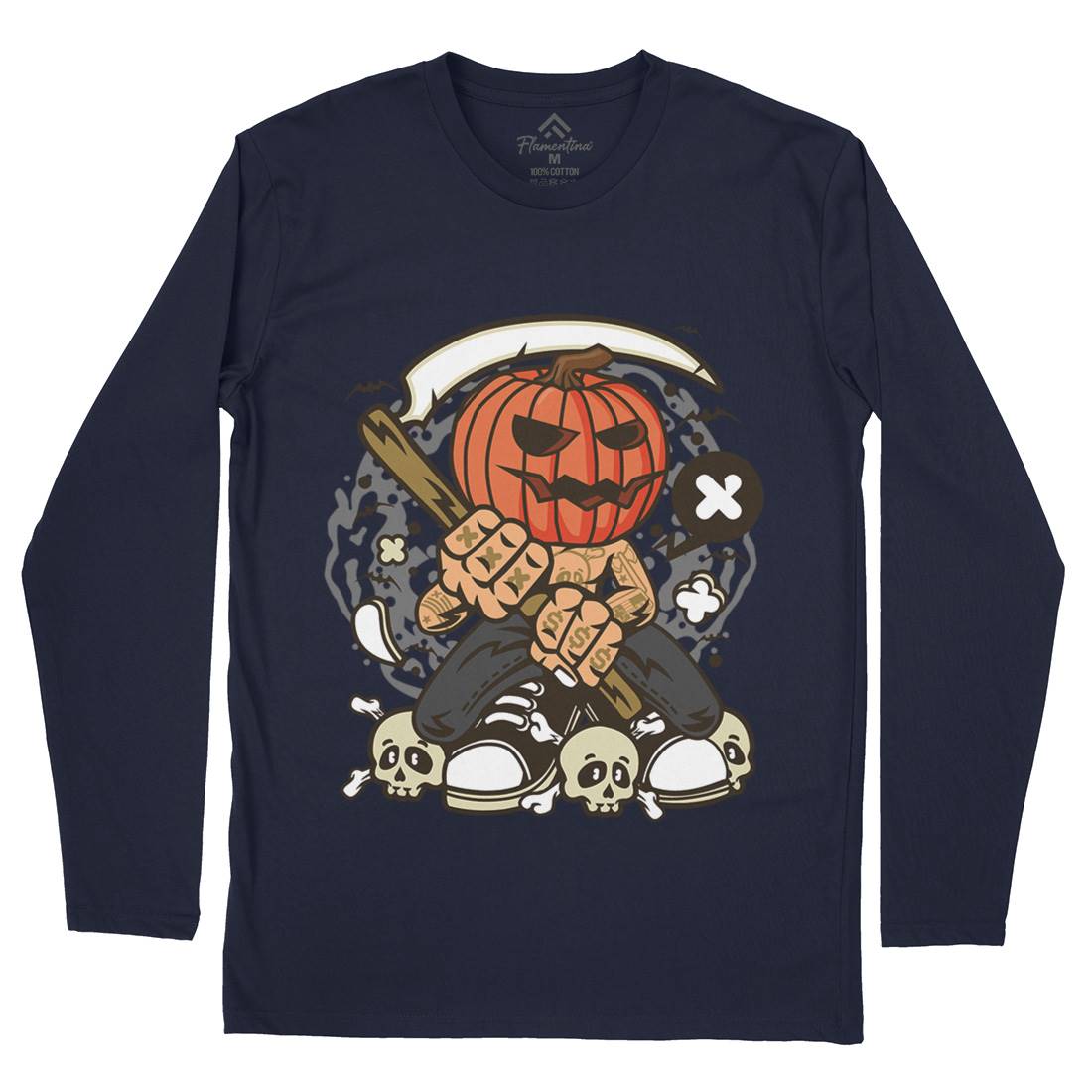 Pumpkins Reaper Mens Long Sleeve T-Shirt Halloween C199