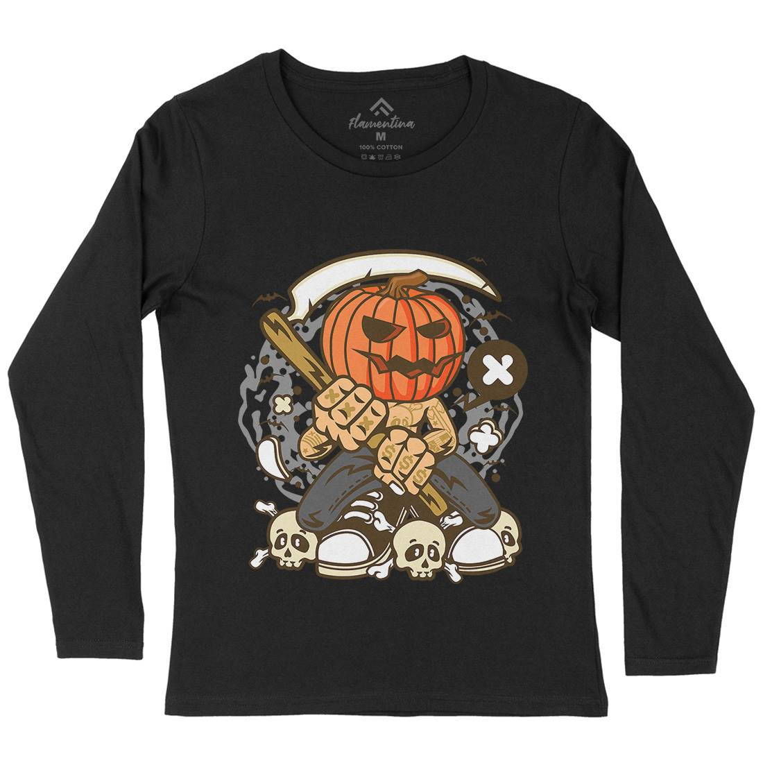 Pumpkins Reaper Womens Long Sleeve T-Shirt Halloween C199
